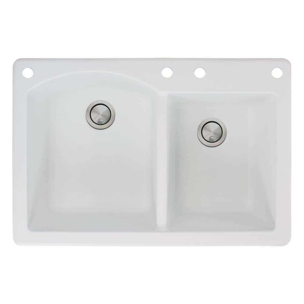 Transolid Aversa 33-in silQ Granite Drop-in Double Bowl Kitchen Sink