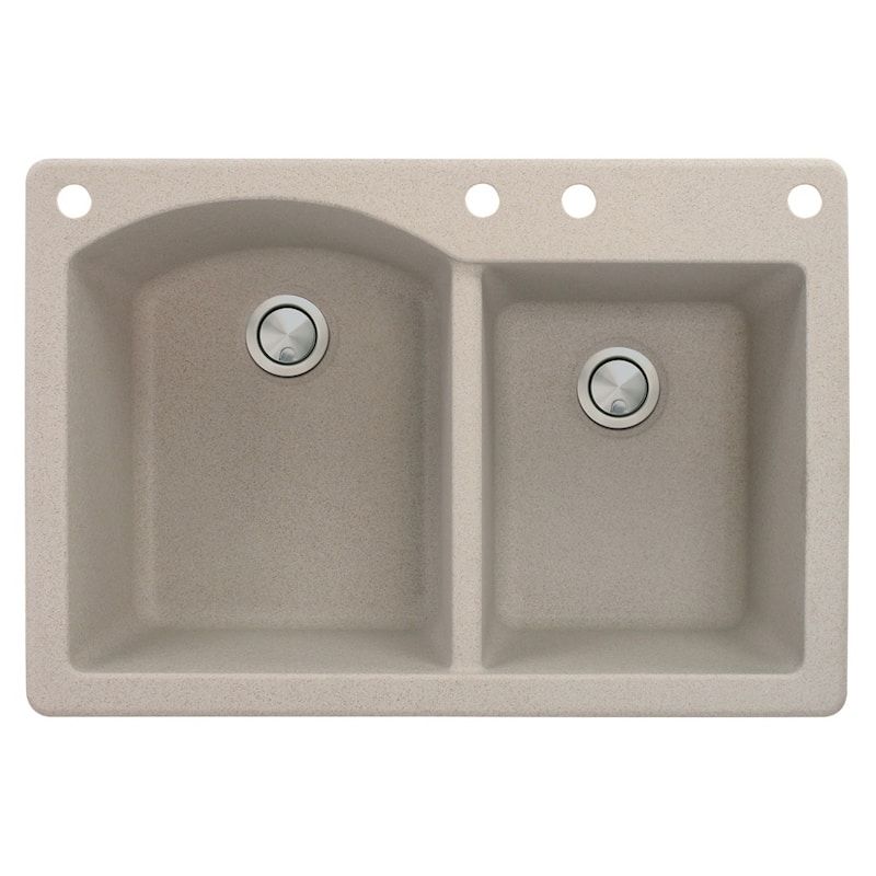 Transolid Aversa 33-in silQ Granite Drop-in Double Bowl Kitchen Sink - 4 - Cafe Latte