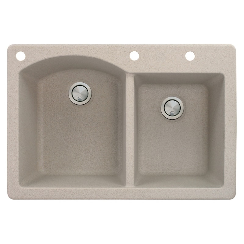Transolid Aversa 33-in silQ Granite Drop-in Double Bowl Kitchen Sink - 3 - Cafe Latte