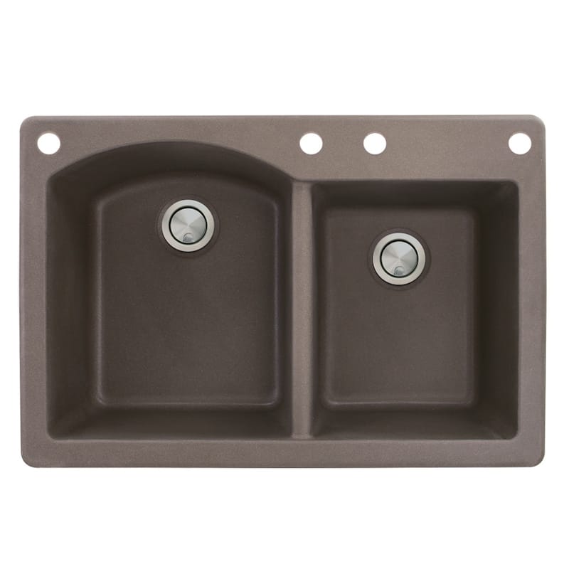 Transolid Aversa 33-in silQ Granite Drop-in Double Bowl Kitchen Sink - 4 - Espresso