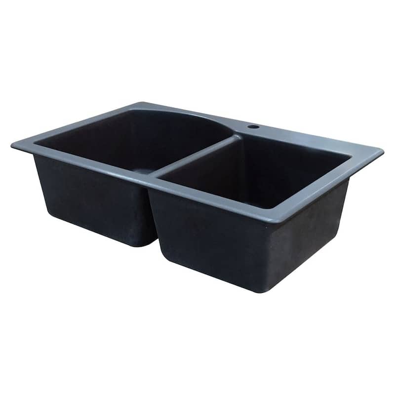 Transolid Aversa 33-in silQ Granite Drop-in Double Bowl Kitchen Sink