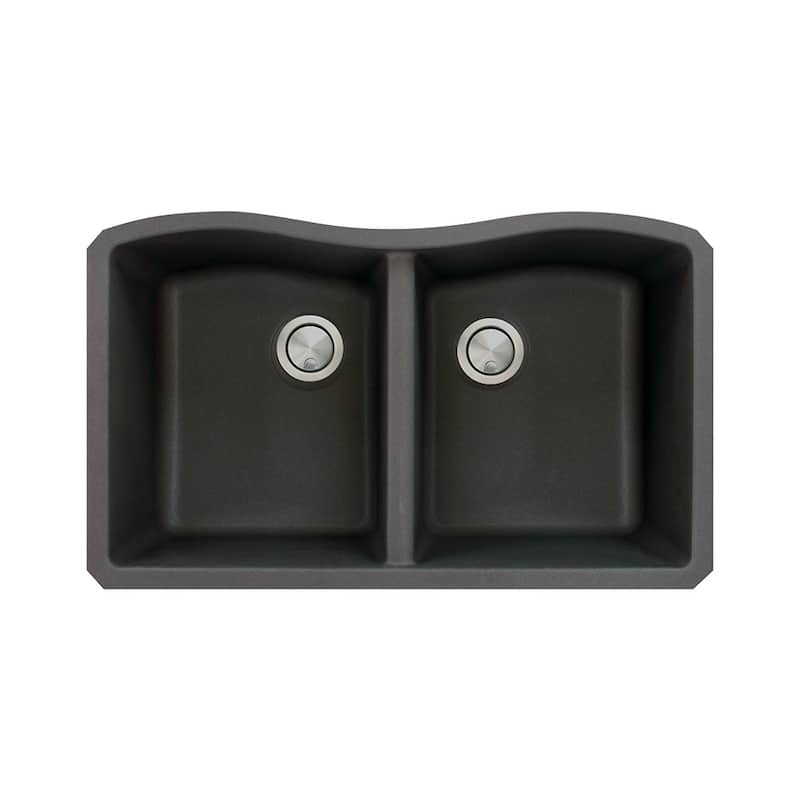 Transolid Aversa Granite 32-in Undermount Kitchen Sink - 19" X 32" X 9.5" - Black