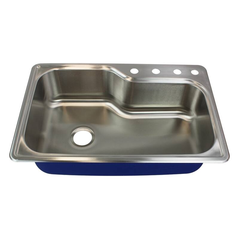 Transolid Meridian 33-in 16 Gauge Offset Super Drop-in Single Bowl Kitchen Sink with MR3 Faucet Holes - 3