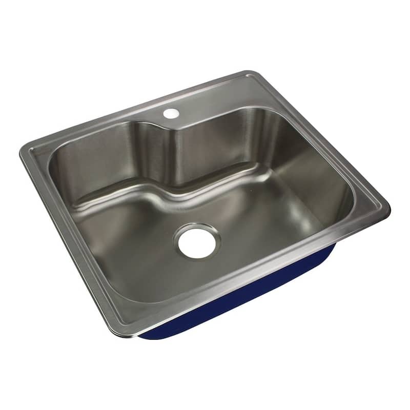 Transolid Meridian 25-in 16 Gauge Offset Drop-in Single Bowl Kitchen Sink