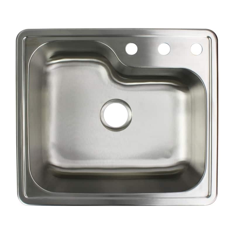 Transolid Meridian 25-in 16 Gauge Offset Drop-in Single Bowl Kitchen Sink