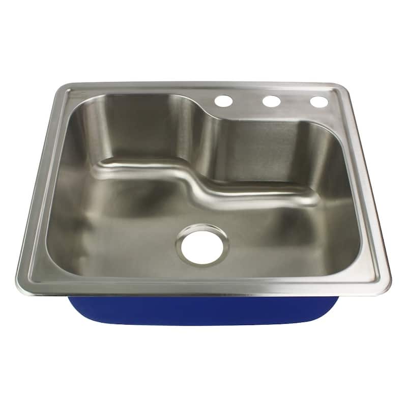 Transolid Meridian 25-in 16 Gauge Offset Drop-in Single Bowl Kitchen Sink