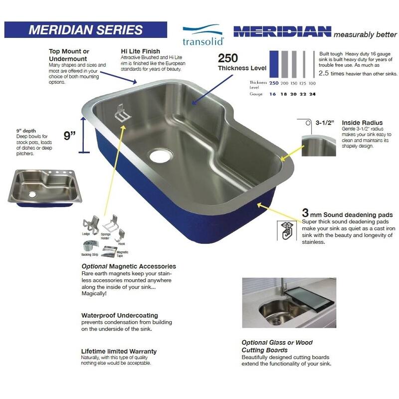 Transolid Meridian Stainless Steel 23-in Undermount Kitchen Sink Kit with Bottom Grids, Flip-Top Strainer, Disposal Strainer