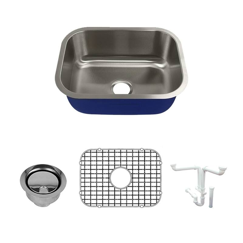 Transolid Meridian Stainless Steel 23-in Undermount Kitchen Sink Kit with Bottom Grids, Flip-Top Strainer, Disposal Strainer