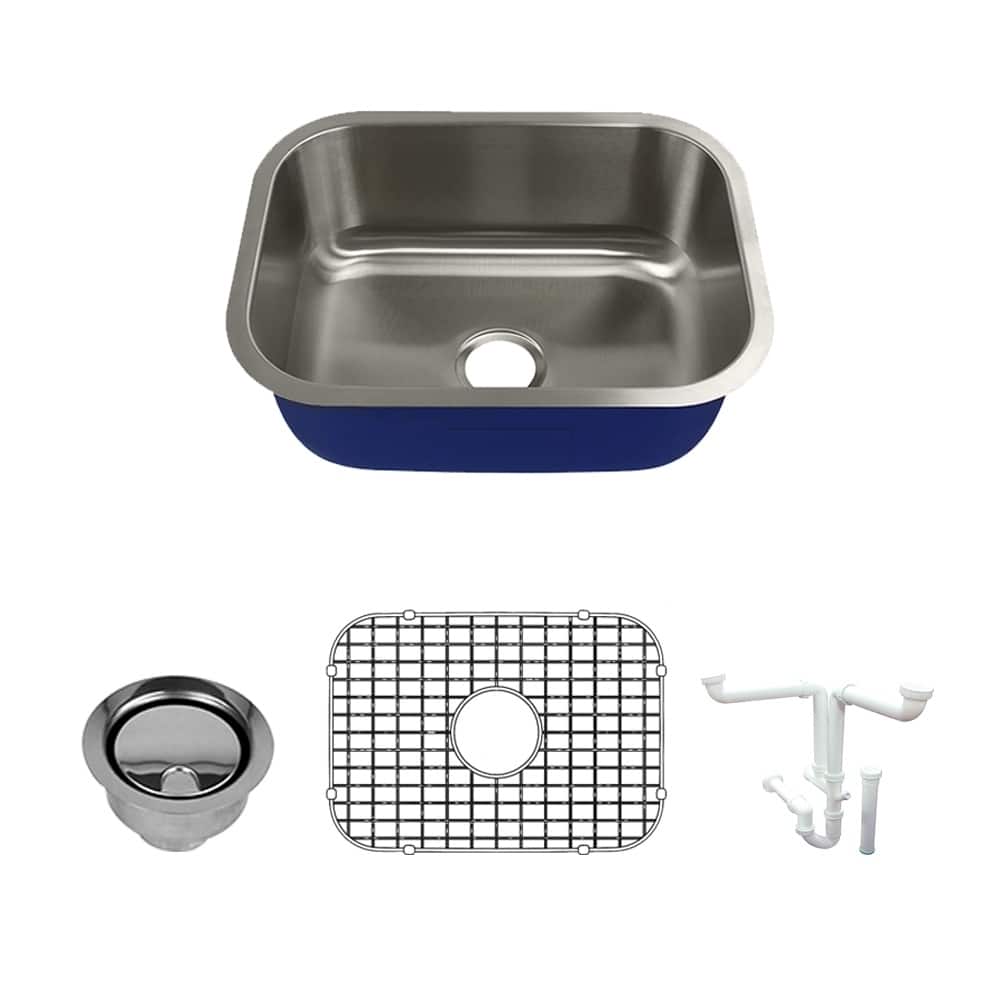 Transolid Meridian Stainless Steel 23-in Undermount Kitchen Sink Kit with Bottom Grids, Flip-Top Strainer, Disposal Strainer