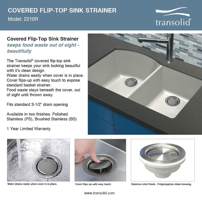 Transolid Aversa Granite 32-in Kitchen Sink Kit with Grids, Strainers and Drain Installation Kit