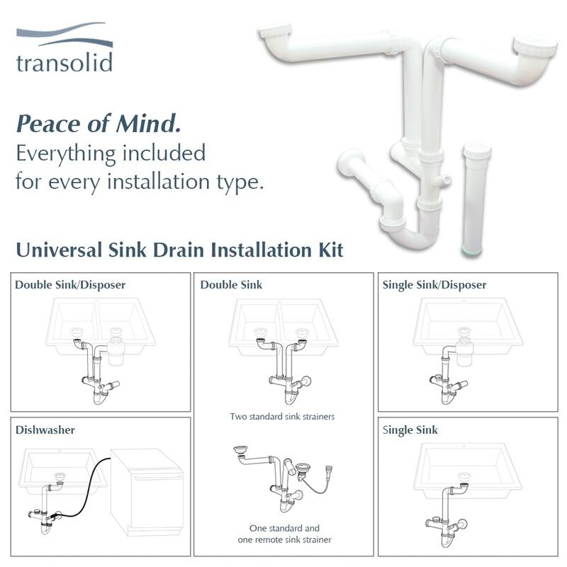 Transolid Aversa Granite 32-in Kitchen Sink Kit with Grids, Strainers and Drain Installation Kit