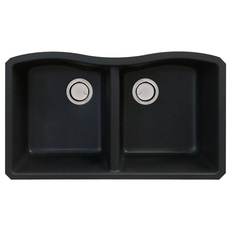 Transolid Aversa Granite 32-in Kitchen Sink Kit with Grids, Strainers and Drain Installation Kit