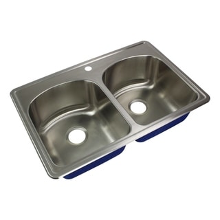 Transolid Meridian 33-in 16 Gauge Drop-in Double Bowl Kitchen Sink