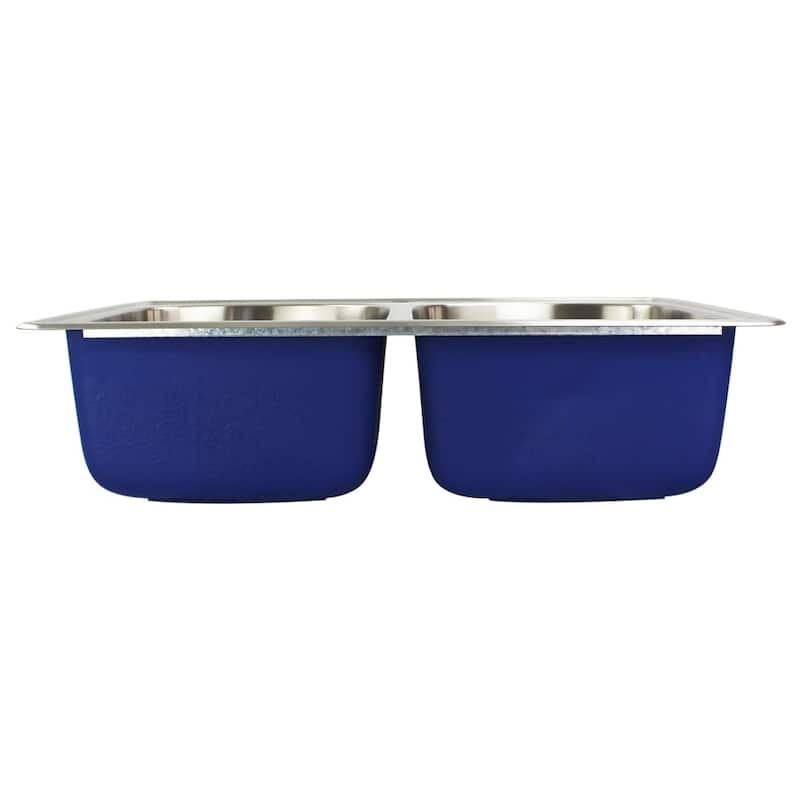 Transolid Meridian 33-in 16 Gauge Drop-in Double Bowl Kitchen Sink