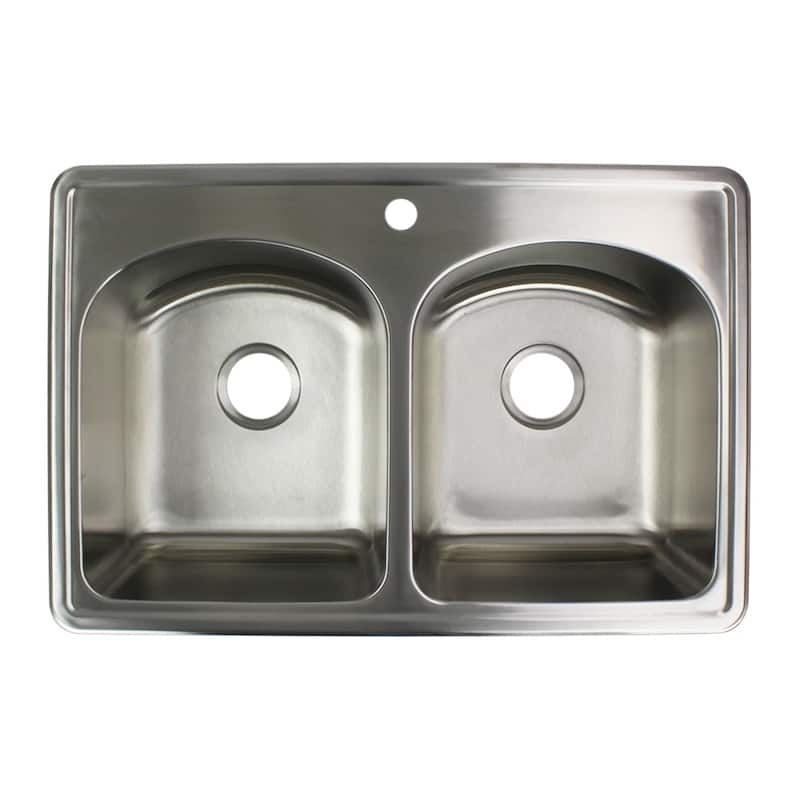 Transolid Meridian 33-in 16 Gauge Drop-in Double Bowl Kitchen Sink