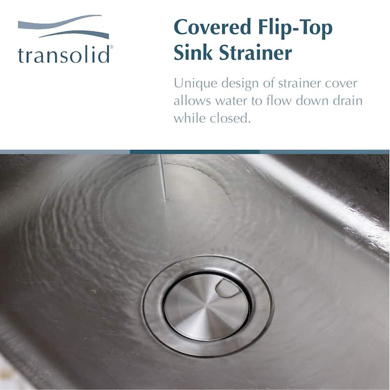 Transolid Classic 33-in 18 Gauge Drop-in Double Bowl Kitchen Sink with Grids, Strainer, Disposer Strainer, Ins
