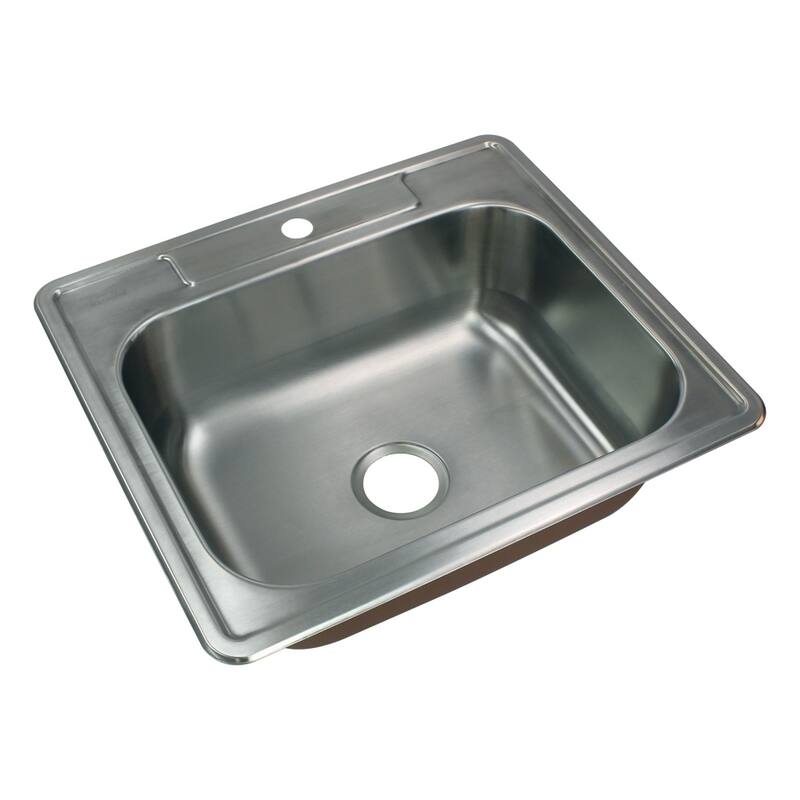 Transolid Classic 25-in 18 Gauge Drop-in Single Bowl Kitchen Sink with Grids, Strainer, Installation Kit