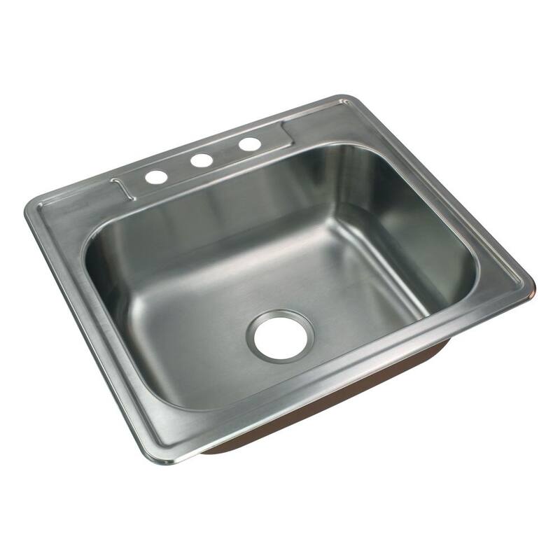 Transolid Classic 25-in 18 Gauge Drop-in Single Bowl Kitchen Sink with Grids, Strainer, Installation Kit