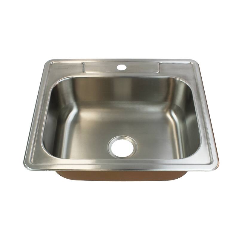 Transolid Classic 25-in 18 Gauge Drop-in Single Bowl Kitchen Sink with Grids, Strainer, Installation Kit