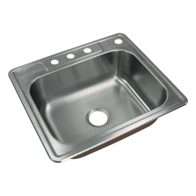 Transolid Classic 25-in 18 Gauge Drop-in Single Bowl Kitchen Sink with Grids, Strainer, Installation Kit