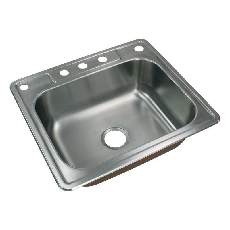 Transolid Classic 25-in 18 Gauge Drop-in Single Bowl Kitchen Sink with Grids, Strainer, Installation Kit
