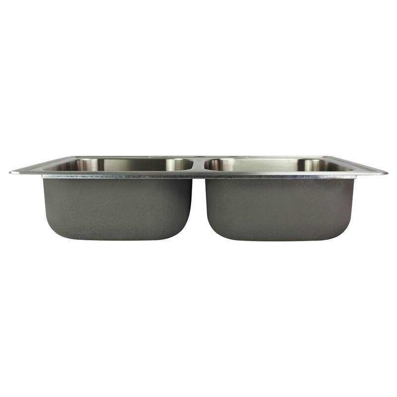 Transolid Select 33-in 20 Gauge Drop-in Double Bowl Kitchen Sink with Grids, Strainer, Disposer Strainer, Inst