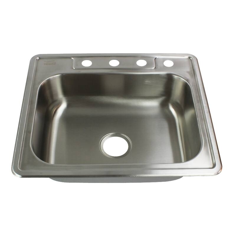 Transolid Select 25-in 22 Gauge Drop-in Single Bowl Kitchen Sink with Grid, Strainer, Installation Kit