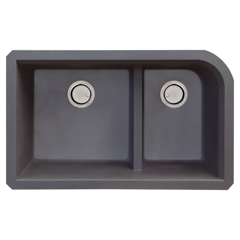 Transolid Radius Granite 31-in Undermount Kitchen Sink Kit with Grids, Strainers and Drain Installation Kit