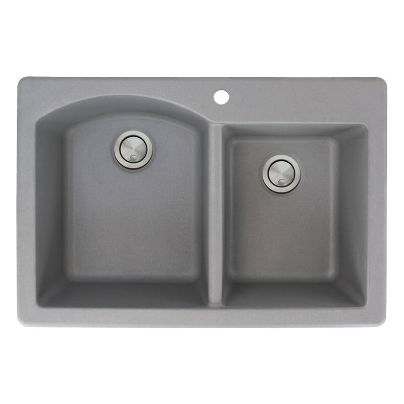 Transolid Aversa Granite 33-in Drop-In Kitchen Sink Kit with Grids, Strainers and Drain Installation Kit