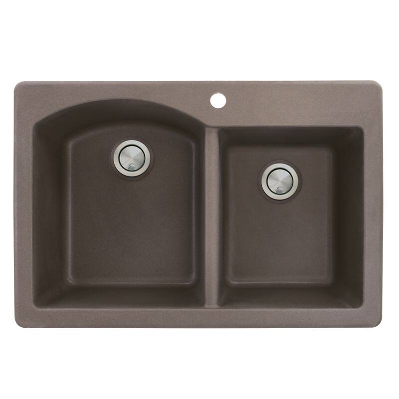 Transolid Aversa Granite 33-in Drop-In Kitchen Sink Kit with Grids, Strainers and Drain Installation Kit