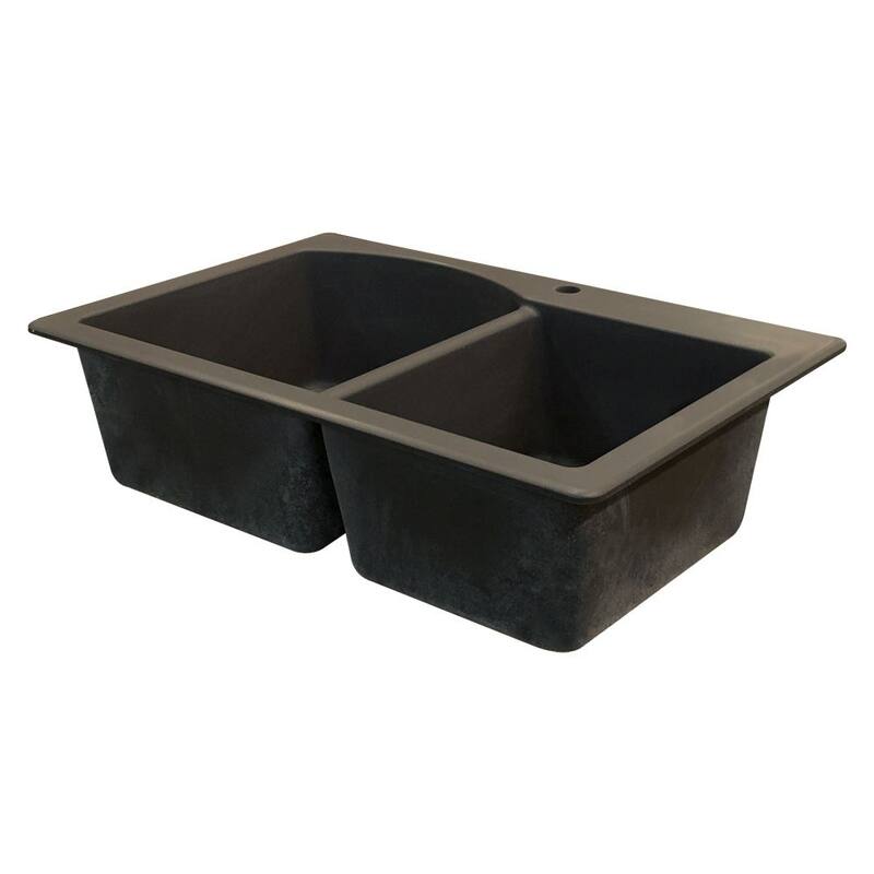 Transolid Aversa Granite 33-in Drop-In Kitchen Sink Kit with Grids, Strainers and Drain Installation Kit
