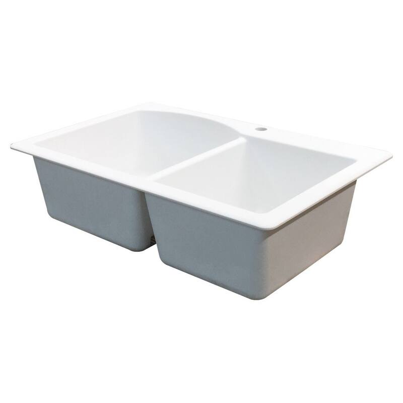 Transolid Aversa Granite 33-in Drop-In Kitchen Sink Kit with Grids, Strainers and Drain Installation Kit