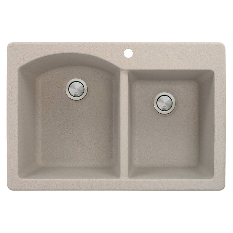 Transolid Aversa Granite 33-in Drop-In Kitchen Sink Kit with Grids, Strainers and Drain Installation Kit