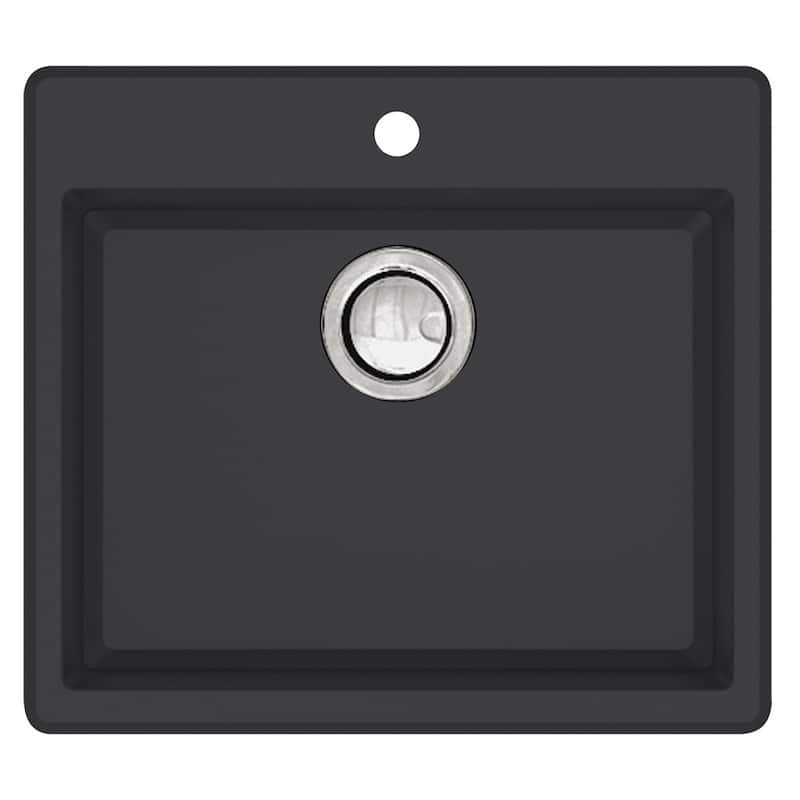 Transolid Quantum 22-in silQ Granite Drop-in Single Bowl Kitchen Sink - 1 - Black