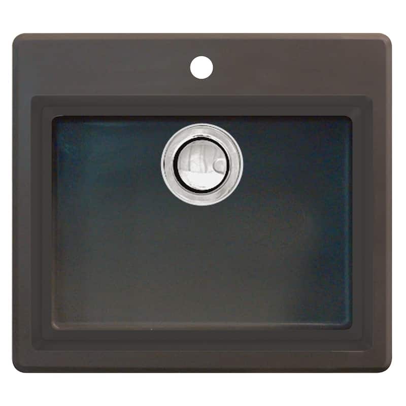 Transolid Quantum 22-in silQ Granite Drop-in Single Bowl Kitchen Sink - 1 - Espresso