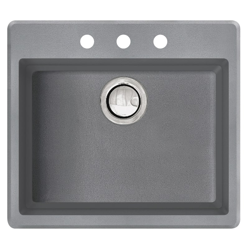 Transolid Quantum 22-in silQ Granite Drop-in Single Bowl Kitchen Sink - 3 - Grey