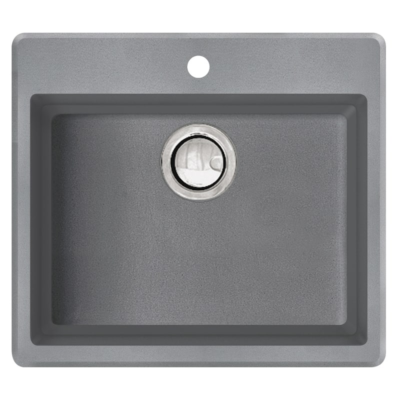 Transolid Quantum 22-in silQ Granite Drop-in Single Bowl Kitchen Sink - 1 - Grey