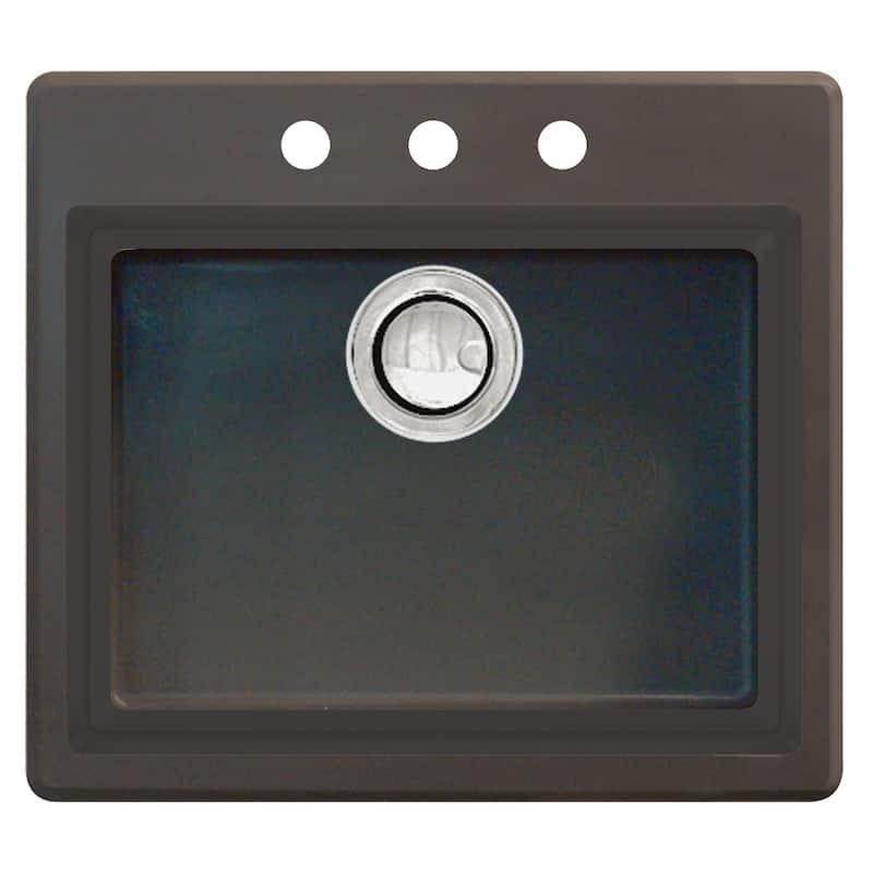 Transolid Quantum 22-in silQ Granite Drop-in Single Bowl Kitchen Sink - 3 - Espresso