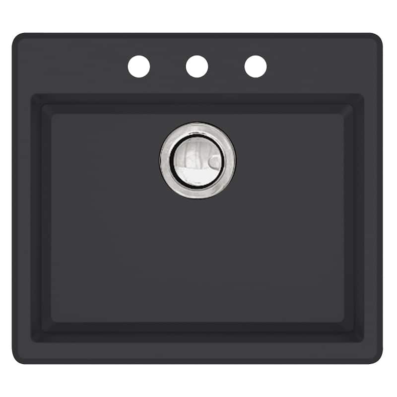 Transolid Quantum 22-in silQ Granite Drop-in Single Bowl Kitchen Sink - 3 - Black