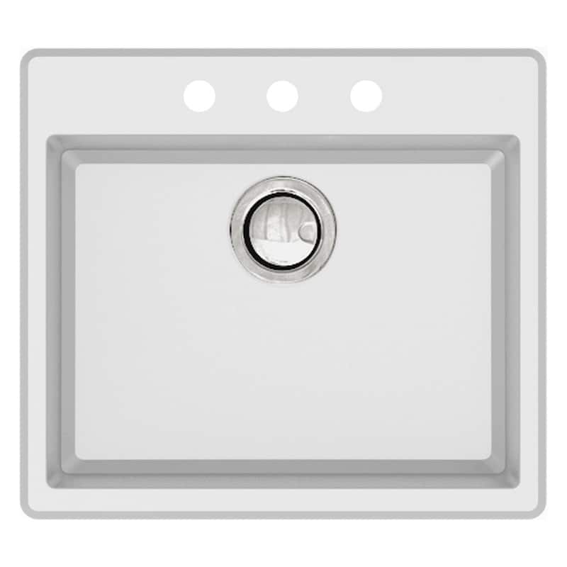 Transolid Quantum 22-in silQ Granite Drop-in Single Bowl Kitchen Sink - 3 - White