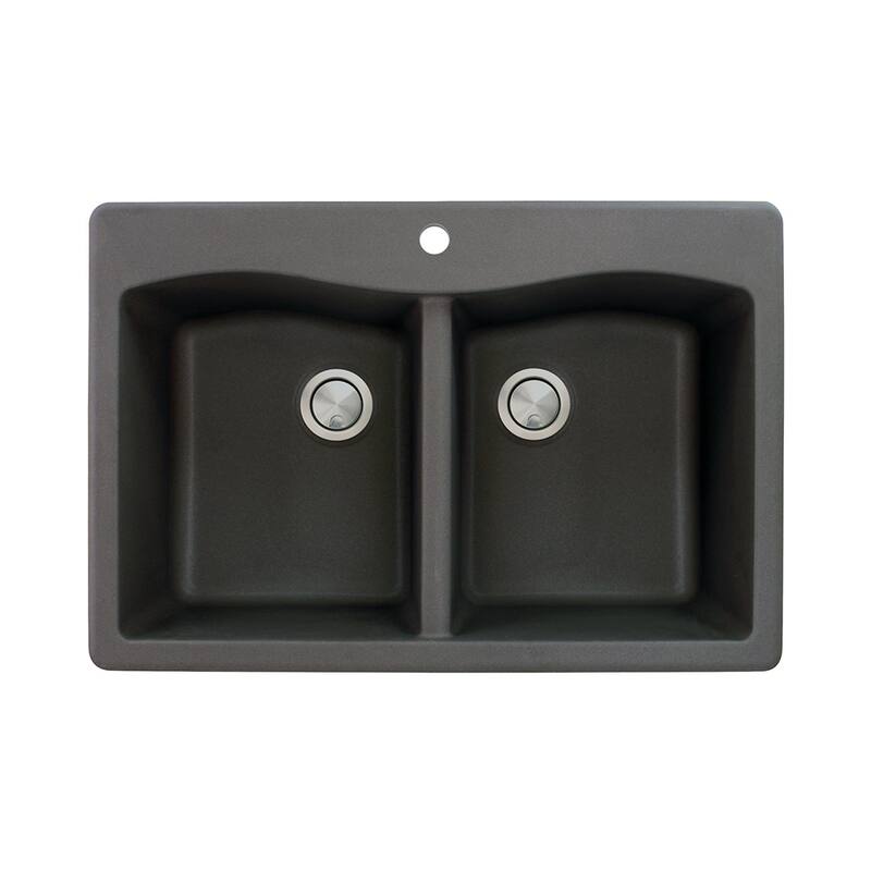 Transolid Aversa Granite 33-in Drop-In Kitchen Sink Kit with Grids, Strainers and Drain Installation Kit