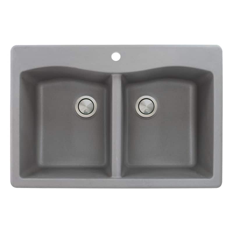 Transolid Aversa Granite 33-in Drop-In Kitchen Sink Kit with Grids, Strainers and Drain Installation Kit