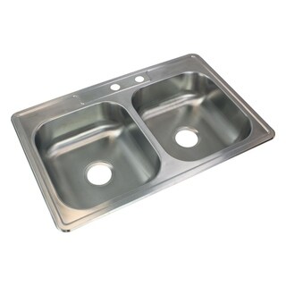 Transolid Select 33-in 22 Gauge Drop-in Double Bowl Kitchen Sink with MR2 Faucet Holes - 2