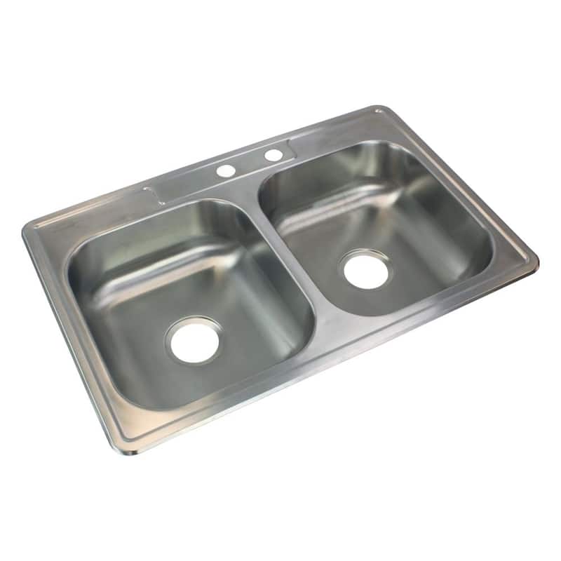 Transolid Select 33-in 22 Gauge Drop-in Double Bowl Kitchen Sink with MR2 Faucet Holes - 2