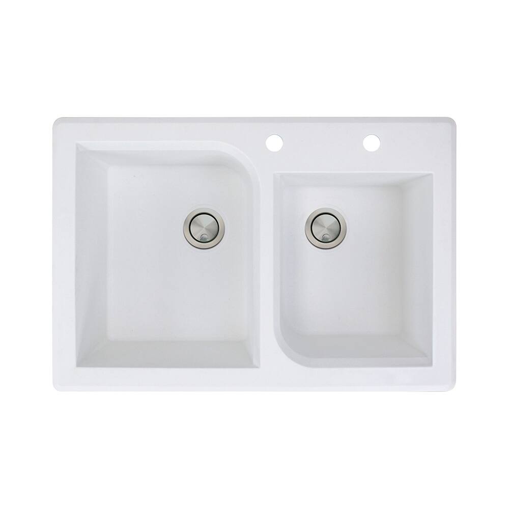 Transolid Radius 33-in silQ Granite Drop-in Double Bowl Kitchen Sink