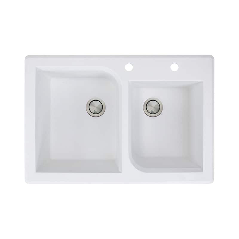 Transolid Radius 33-in silQ Granite Drop-in Double Bowl Kitchen Sink