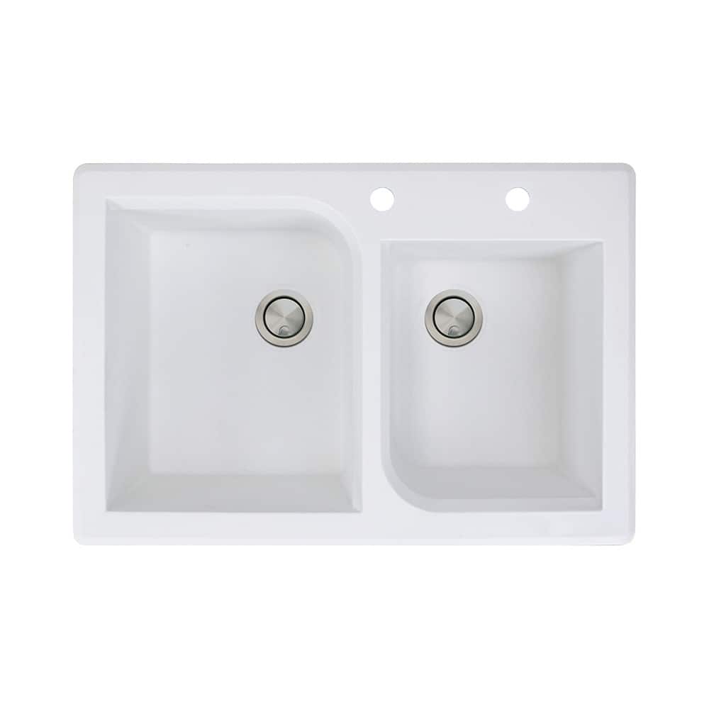 Transolid Radius 33-in silQ Granite Drop-in Double Bowl Kitchen Sink