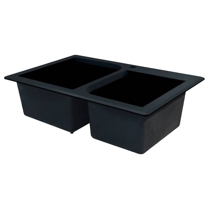 Transolid Radius 33-in silQ Granite Drop-in Double Bowl Kitchen Sink