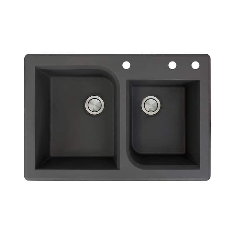 Transolid Radius 33-in silQ Granite Drop-in Double Bowl Kitchen Sink