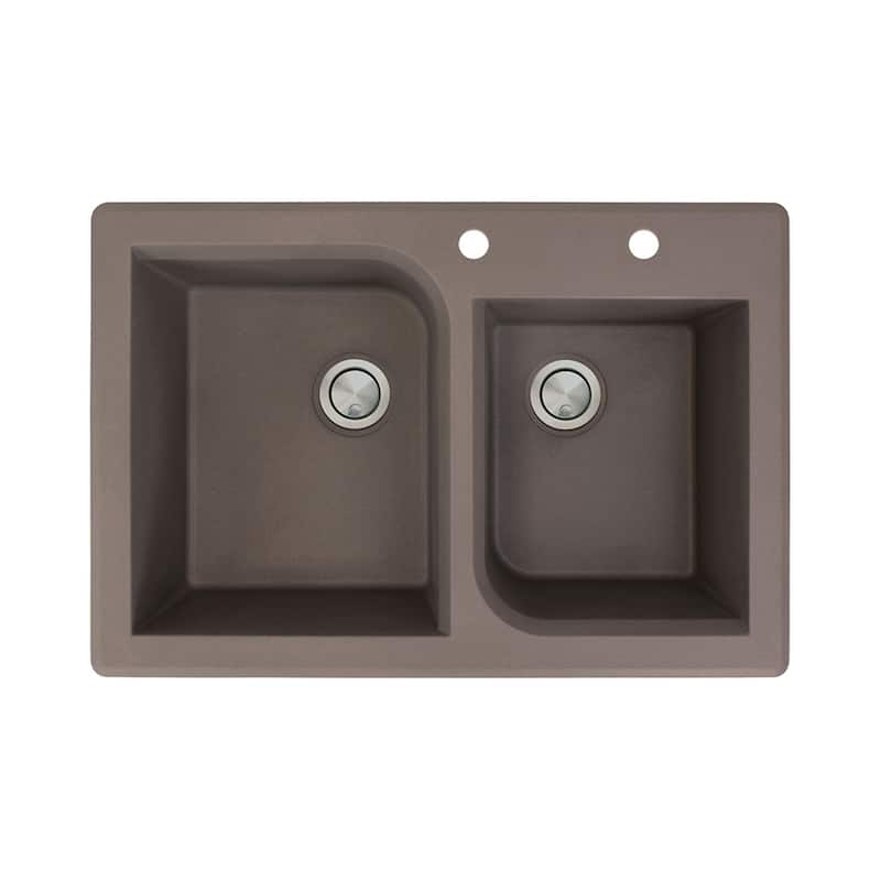 Transolid Radius 33-in silQ Granite Drop-in Double Bowl Kitchen Sink - 2 - Espresso